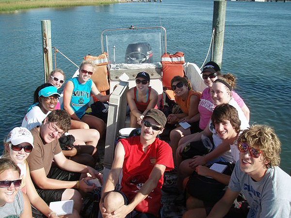 Students at Marine Lab dock